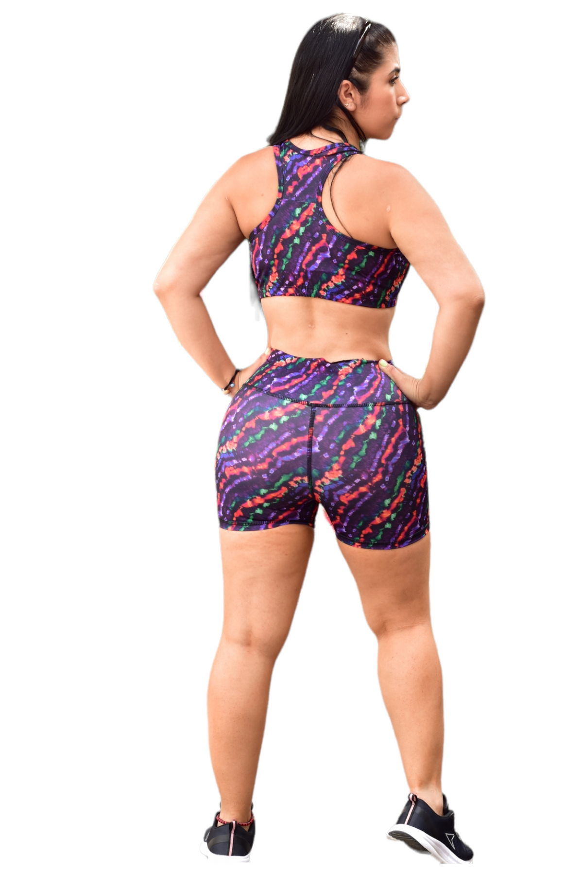 SHORT SET 2 PIEZAS SPORTGYM MORADO DIAGONAL NARANJA